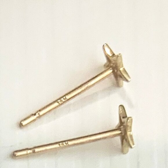 ❤️ DEAL! Solid 14k Gold Small Star Stud Earrings w/ Solid 14k Gold Earrings - Picture 5 of 6